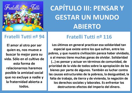 Cáritas Parroquial nos acerca al capítulo III de «Fratelli tutti»